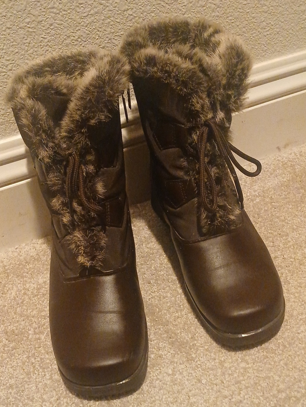 Florsheim Brown Faux-Fur Lace-Up Insulated Winter Boots